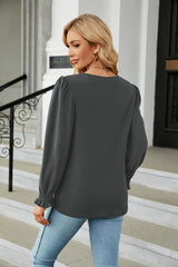 Solid Color Round Neck Loose Long Sleeve T-shirt