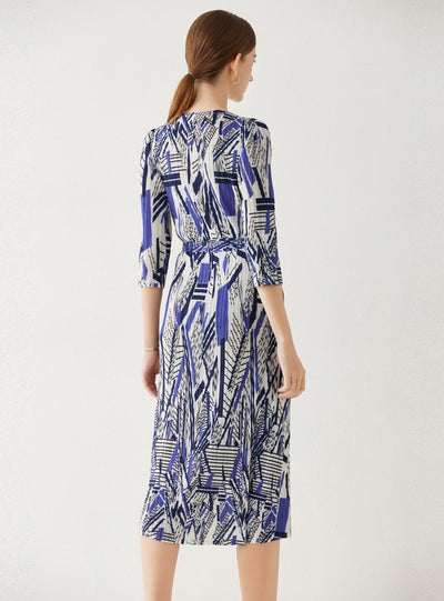 Printed Pleated Casual Long Dress