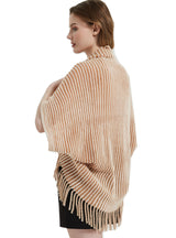 Ribbed Striped Knitted Cardigan Shawl