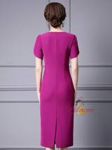 Purple Short Sleeve Mother Of The Bride Dress