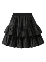 Solid Color High Waist Ruffled Skirt
