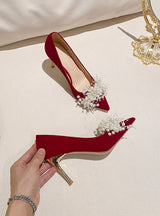 Pointed Stiletto Heels High Heels Pearls Shoes