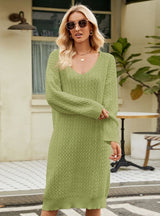 Loose Solid Color Knitted Sweater Dress