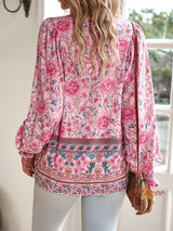 Printed Long-sleeved V-neck Shirt