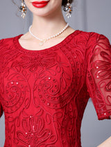 Short Sleeve Lace Sequins Mother Of The Bride Dress