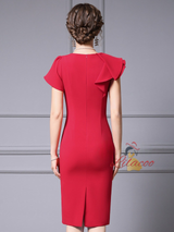 Red Short Sleeve Mother Of The Bride Dress