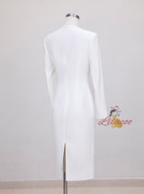 White Long Sleeve Short Prom Dress