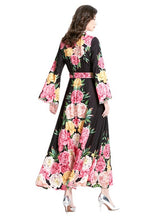 Long-sleeved Palace Horn Sleeve Print Dress