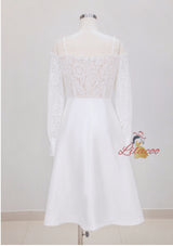White Lace Long Sleeve Prom Dress