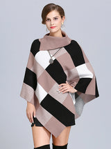 Plaid Lapel Pullover Cloak Shawl