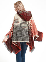 Polyester Gradient Hooded Cloak Shawl