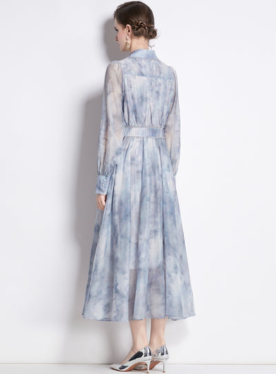 Retro Shirt Collar Slim Dress