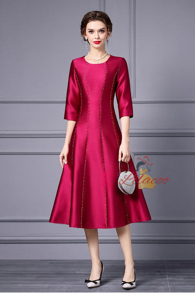 Fuchsia Satin Beading Mother Of The Bride Dress