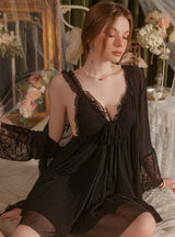 Sexy Gauze Chest Pad Bow Pajamas