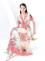 V-neck Short Sleeve Print Party Dress