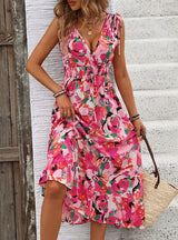 Sleeveless V-neck Printed Dress