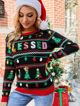 Christmas Embroidered Sequined Long-sleeved Sweater