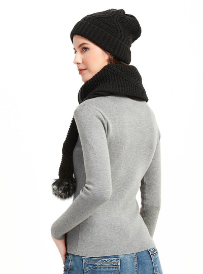 Wool Knitted Scarf Hat Suit