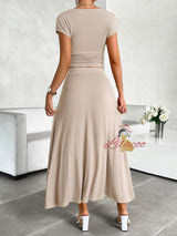 Summer Short Sleeve Slim Top Skirt Suit