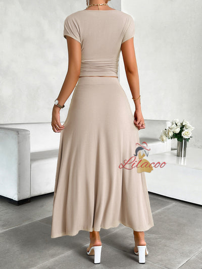 Summer Short Sleeve Slim Top Skirt Suit