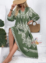 Ethnic Geometric Print Loose Dress