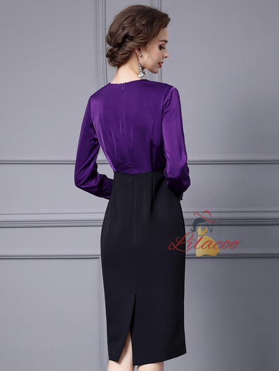Purple Long Sleeve Mother Of The Bride Dress