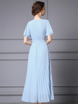Light Blue Chiffon Pleats Mother Of The Bride Dress