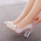 Crystal Transparent Square Beaded Pointed Wedding Shoes