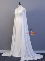 White Mermaid Straps Beading Prom Dress With Shawl