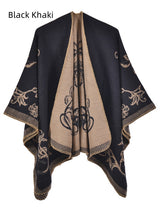 Jacquard Split Warm Padded Shawl
