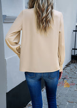 Long-sleeved Solid Color Pleats Shirt