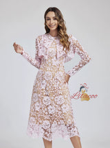 Water-soluble Lace Long Sleeve Heavy Industry Two-piece Suit