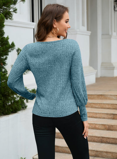 Round Neck Strip Splicing Long Sleeve T-shirt