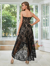 Black Lace Hi Lo Party Dress