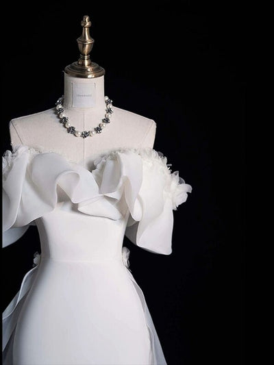 White Mermaid Flower Off the Shoulder Wedding Dress