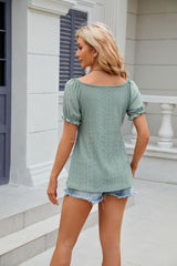Solid Color V-neck Short Sleeve Loose T-shirt