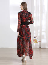 Bead Rhinestones Retro Print Dress