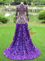 Purple Mermaid Sequins V-neck Prom Dress