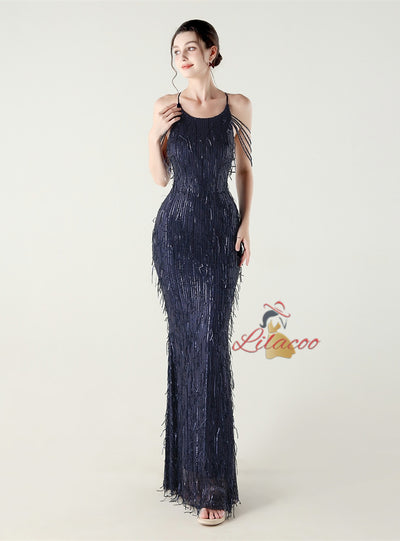 Mermaid Sequins Halter Beading Prom Dress