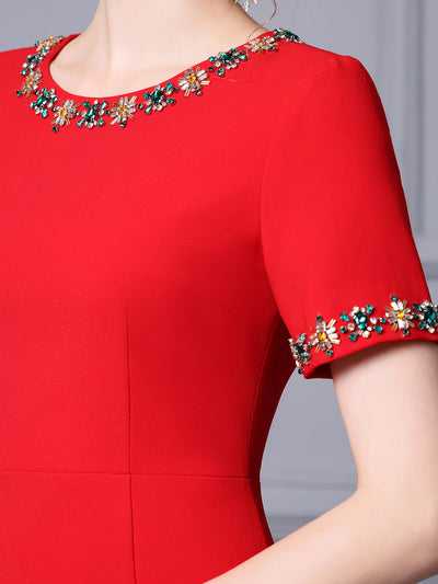 Black Short Sleeve Mother Of The Bride Dress
