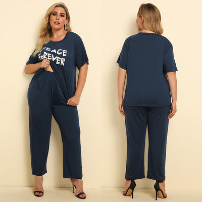 Short-sleeved Printed T-shirt Trousers Sports Suit