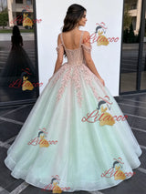 Tulle Straps Appliques Quinceanera Dress