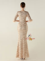 Short Sleeve Mermaid Sequins Prom Dress