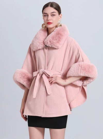 Lace Cardigan Fur Collar Shawl Cloak