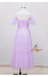 Purple Gauze Sling Tube Top Dress