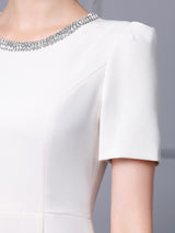 Short Sleeve Beading Mother Of The Bride Dress