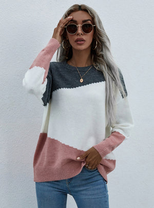 Loose Round Neck Striped Sweater