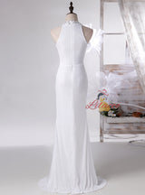 White Mermaid Sequins Beading Prom Dress