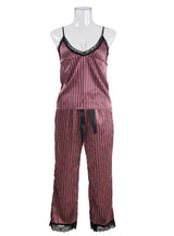 Sling Lace Satin Imitation Silk Pajamas Set