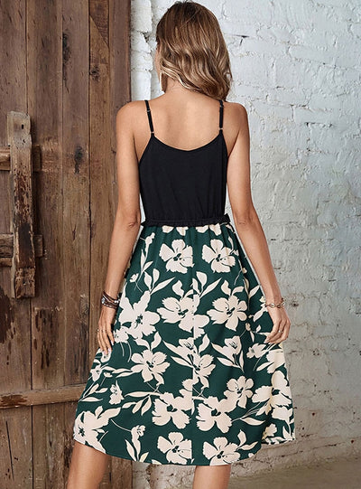 Holiday Flower Stitching Sling Dress